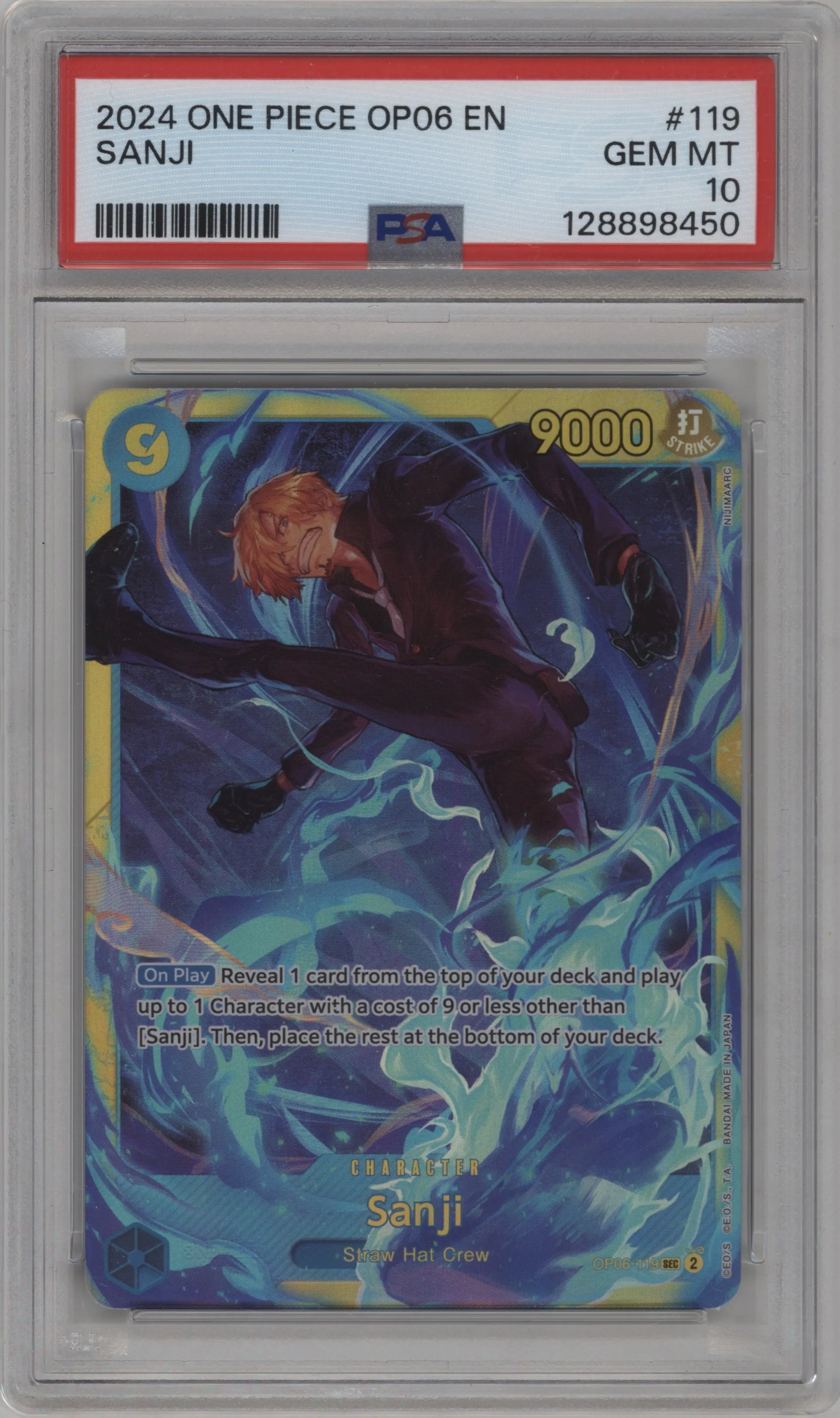 2024 One Piece Wings of the Captain Sanji SEC #OP06-119 SEC PSA 10
