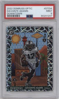 Davante Adams from the 2022 Panini Donruss Optic set graded by PSA and given an overall grade of 9.