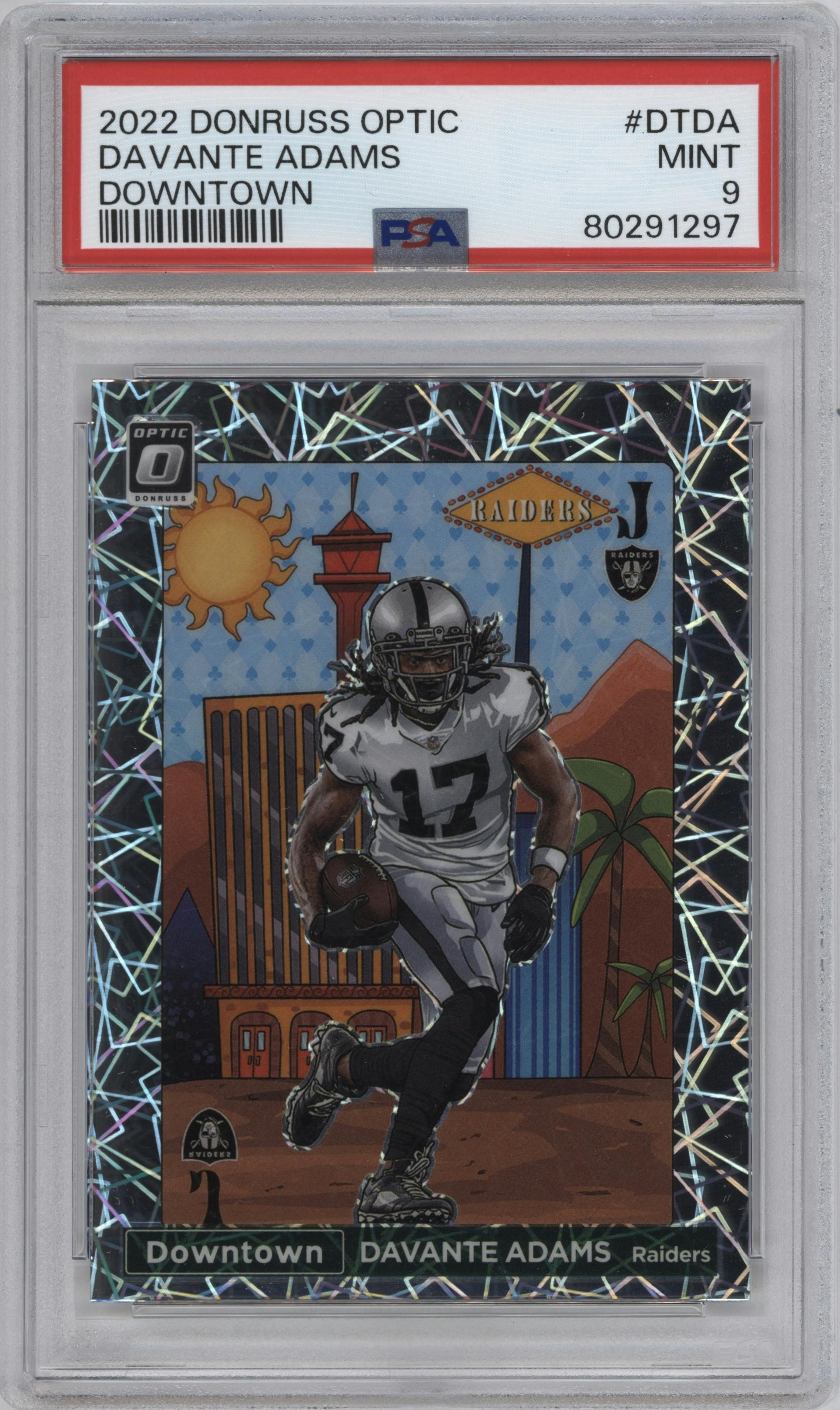 Davante Adams from the 2022 Panini Donruss Optic set graded by PSA and given an overall grade of 9.