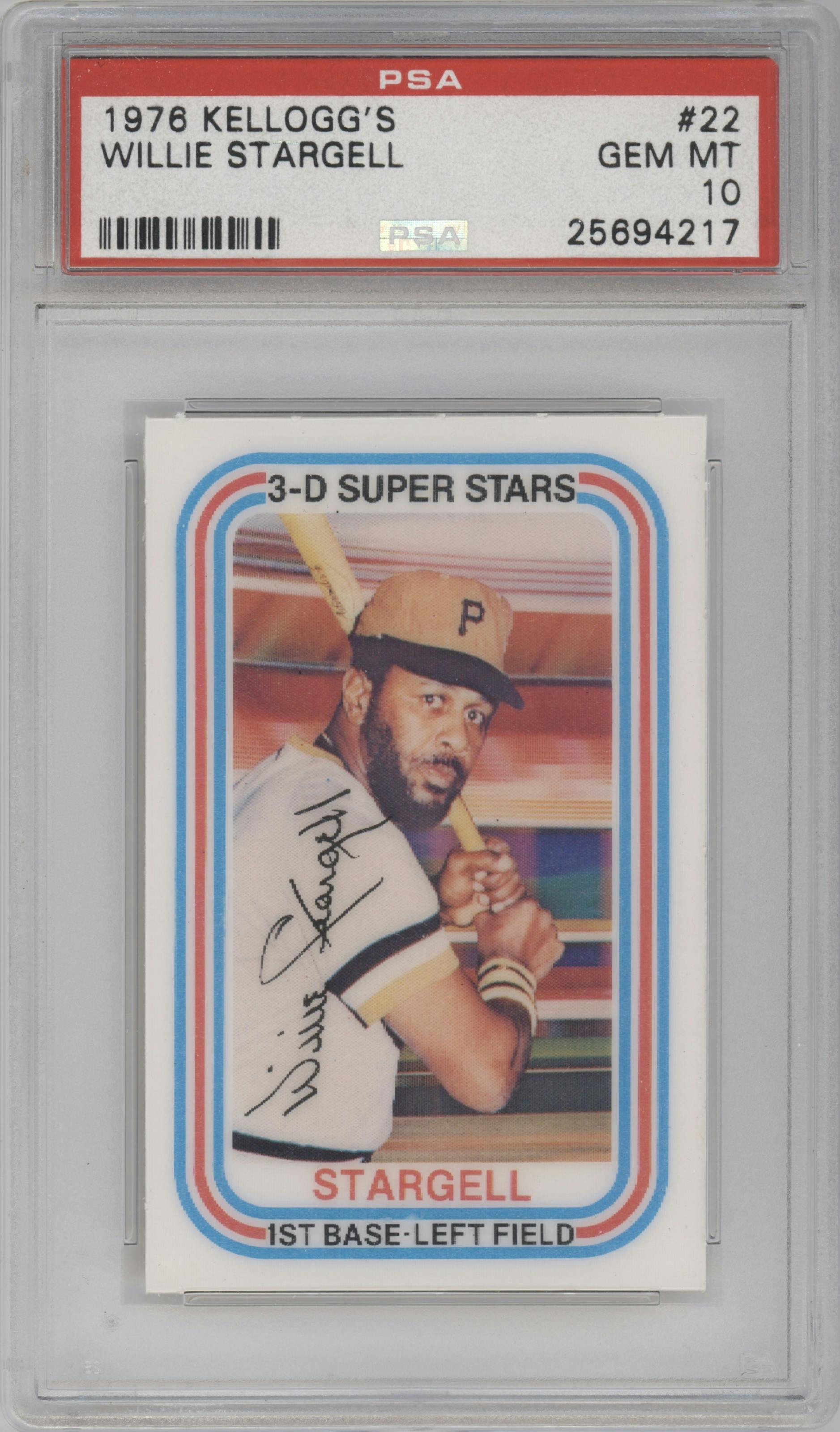 Wilver Dornell Stargell from the 1976 Kellogg's 3-D Super Stars set graded by PSA and given an overall grade of 10.