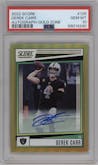 Derek Carr from the 2022 Panini Score set featuring a Gold Zone parallel graded by PSA and given an overall grade of 10.