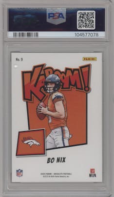 Bo Nix from the 2024 Panini Absolute set graded by PSA and given an overall grade of 10.