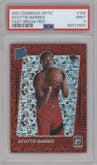 Scottie Barnes from the 2021-22 Panini Donruss Optic set featuring a Fast Break Red parallel graded by PSA and given an overall grade of 9.