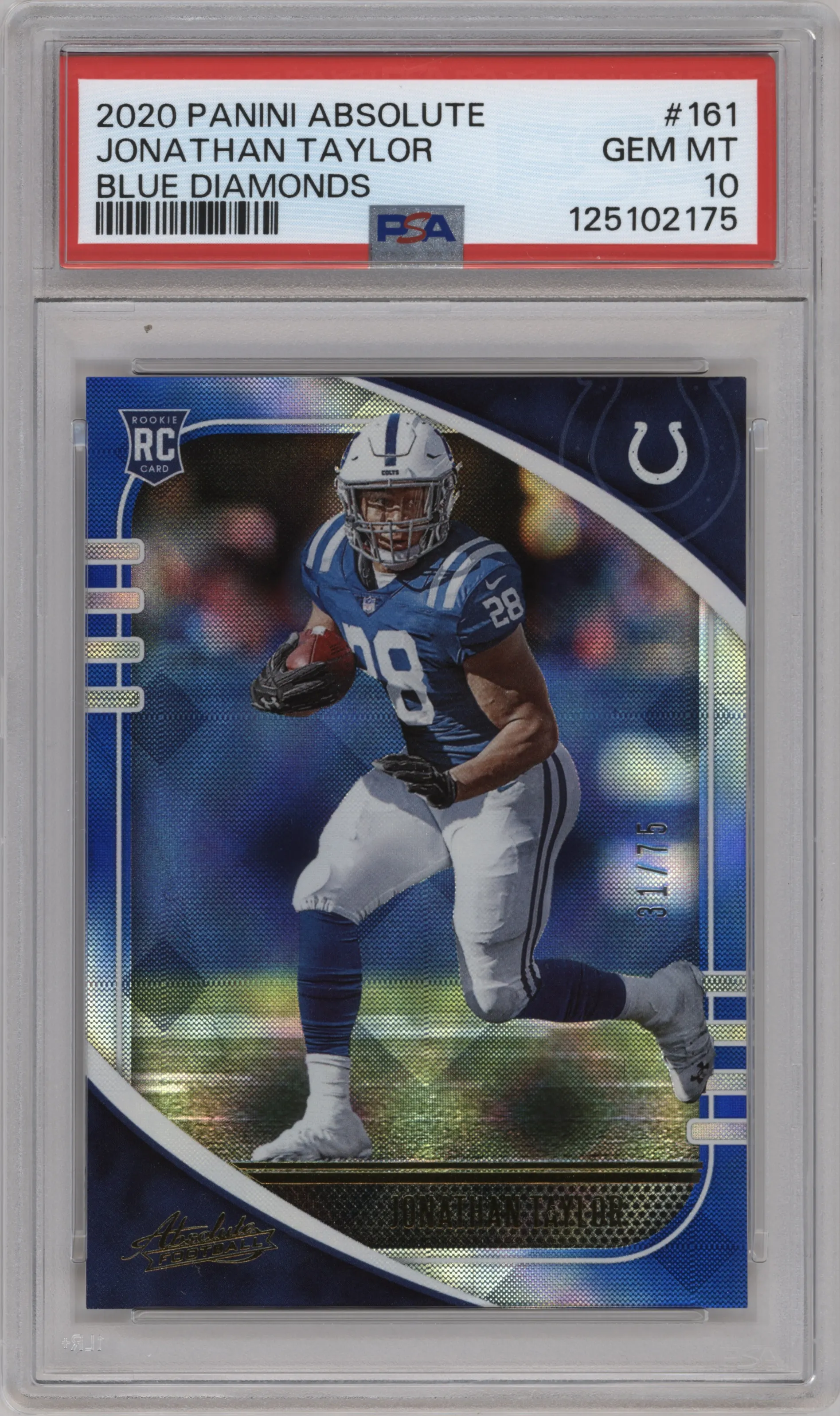 2020 Panini Absolute Jonathan Taylor Blue Diamonds #161 PSA 10