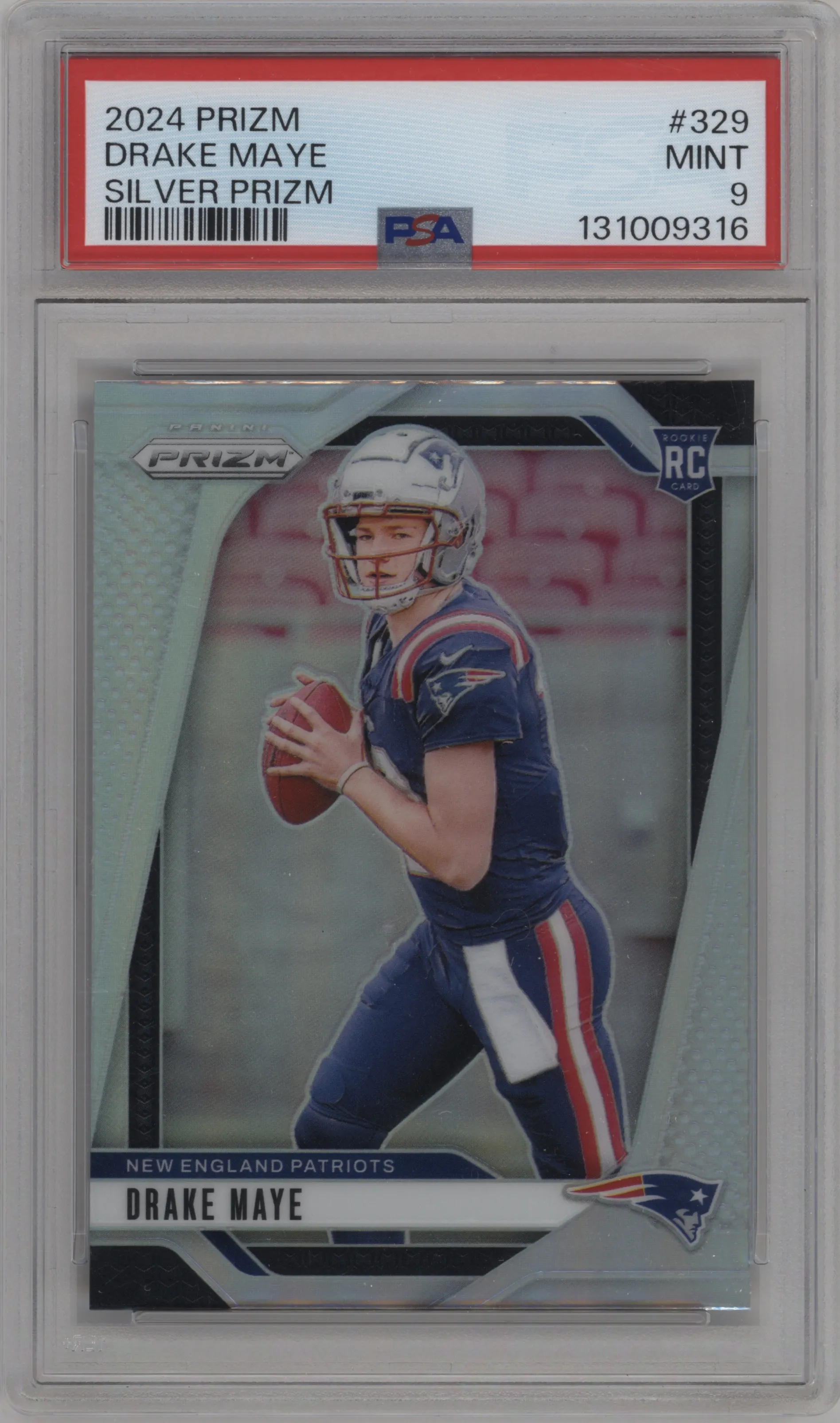 2024 Panini Prizm Drake Maye Silver Prizm #329 PSA 9