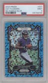 Zay Flowers  from the 2023 Panini Prizm set featuring a No Huddle Blue parallel graded by PSA and given an overall grade of 9.