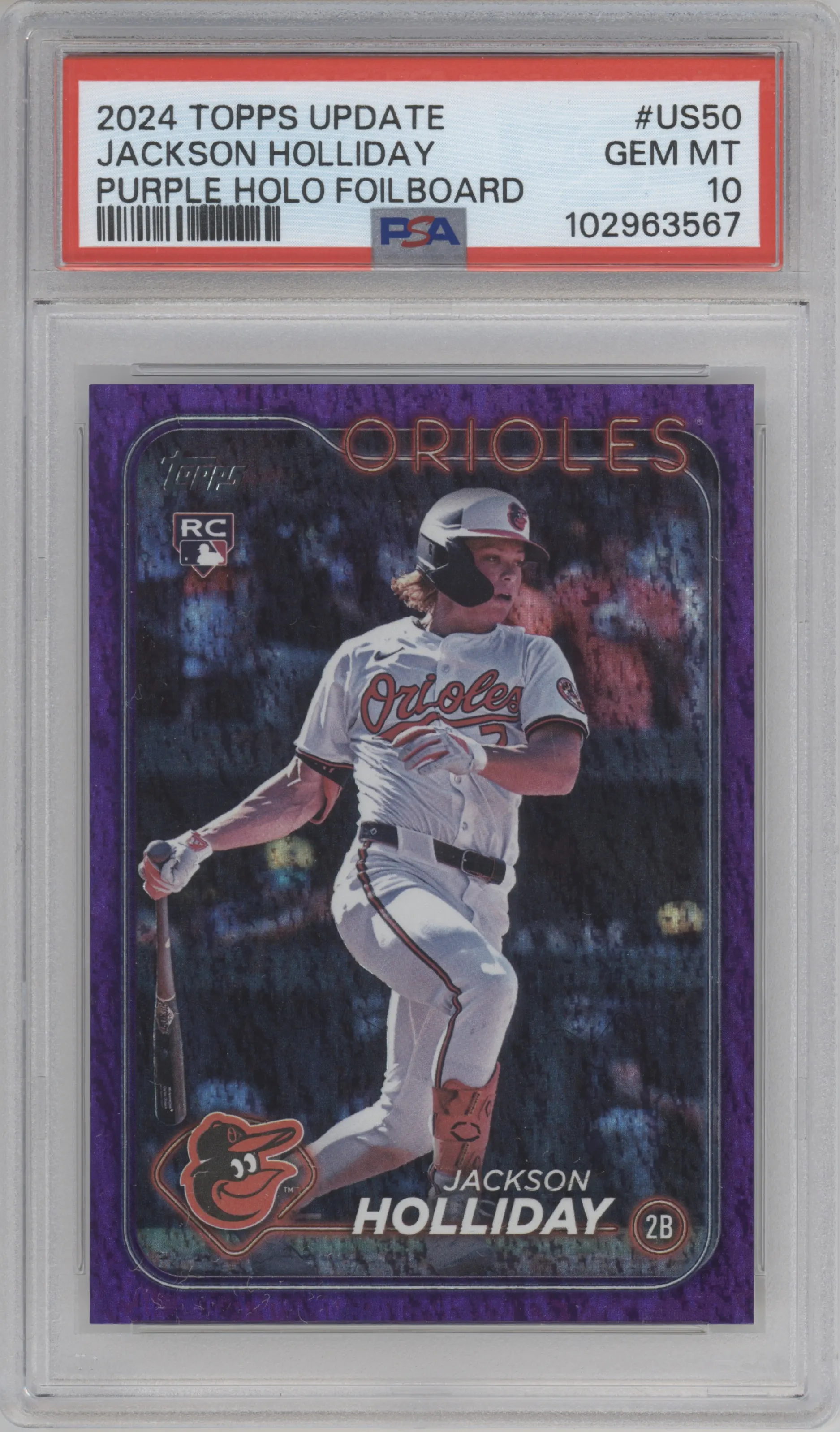 2024 Topps Update Jackson Holliday Purple Holofoil PSA 10