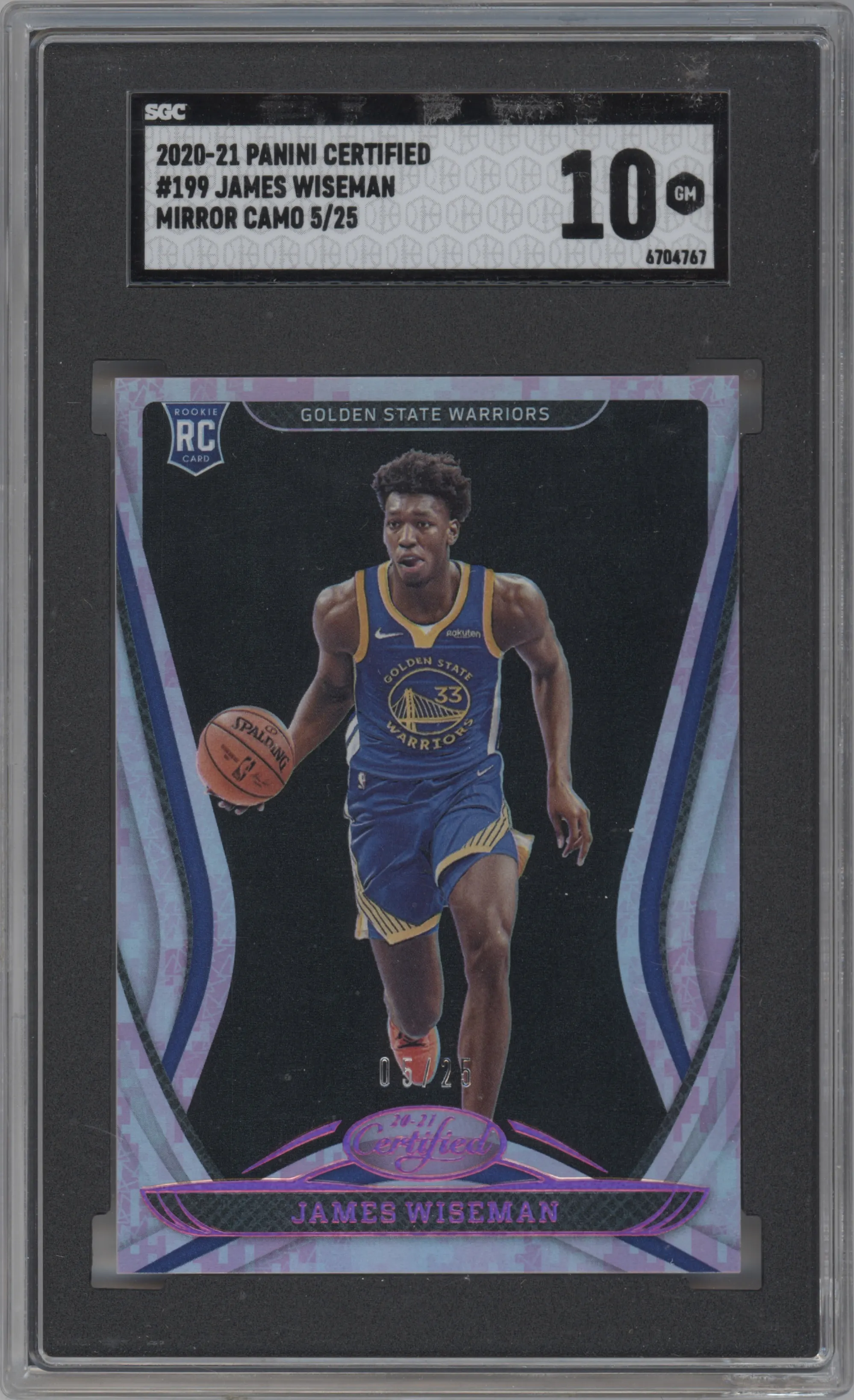 2020 Panini Certified James Wiseman Mirror Camo SGC 10