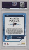 Michael Penix Jr.  from the 2024 Donruss set featuring a Blue Scope parallel graded by PSA and given an overall grade of 10.