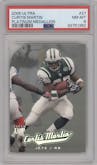 Curtis Martin from the 2005 Fleer Ultra set featuring a Platinum Medallion parallel graded by PSA and given an overall grade of 8.