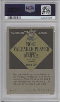 Mickey Mantle from the 1961 Topps set graded by PSA and given an overall grade of 2.