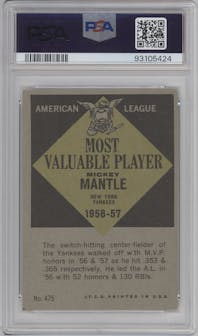 Mickey Mantle from the 1961 Topps set graded by PSA and given an overall grade of 2.