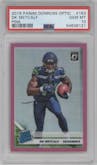 DK Metcalf from the 2019 Panini Donruss Optic set featuring a Pink parallel graded by PSA and given an overall grade of 10.