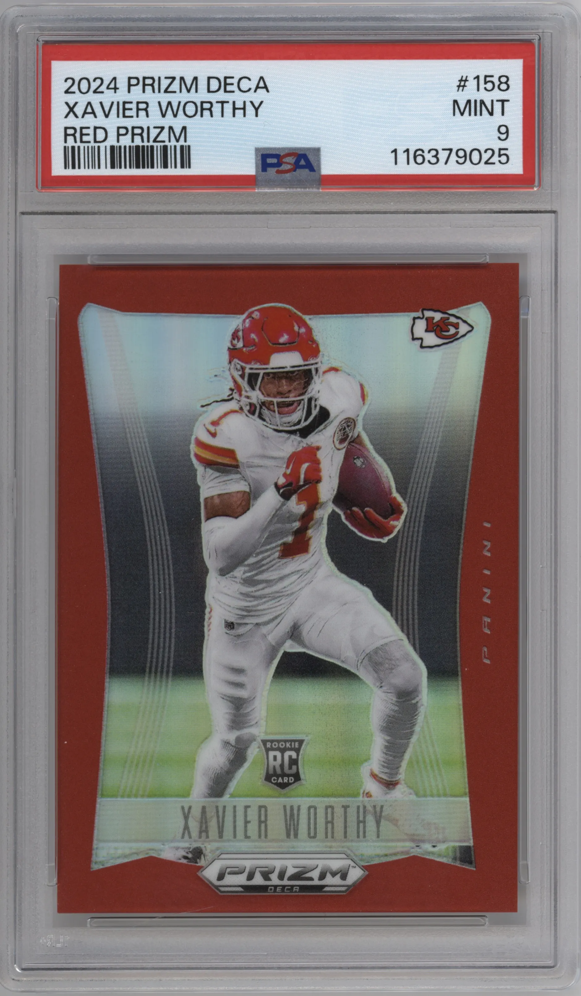 2024 Panini Prizm Deca Xavier Worthy Red Prizm #158 PSA 9
