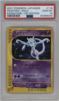 Mewtwo from the 2001 Pokemon Japanese set graded by PSA and given an overall grade of 10.