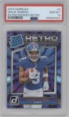 Malik Nabers from the 2024 Donruss set graded by PSA and given an overall grade of 10.