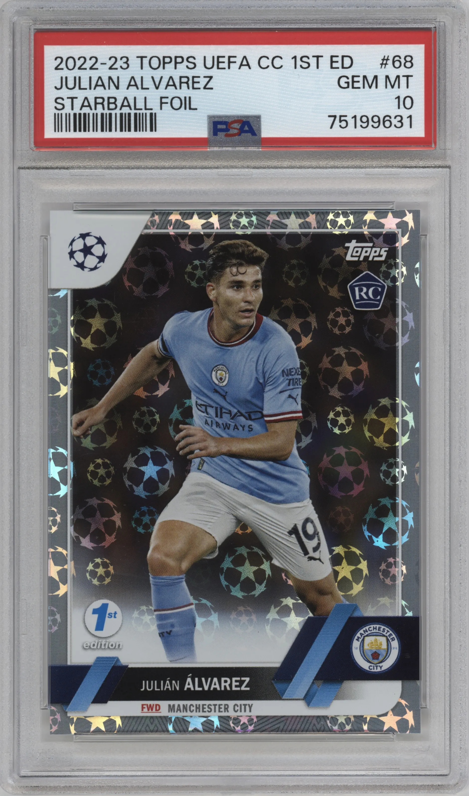 2022 Topps UEFA Club Competitions 1st Edition Julian Alvarez Starball #68 PSA 10