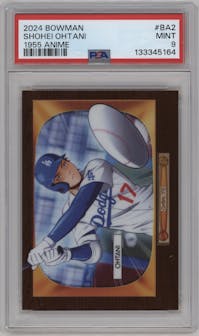 Shohei Ohtani from the 2024 Bowman set graded by PSA and given an overall grade of 9.