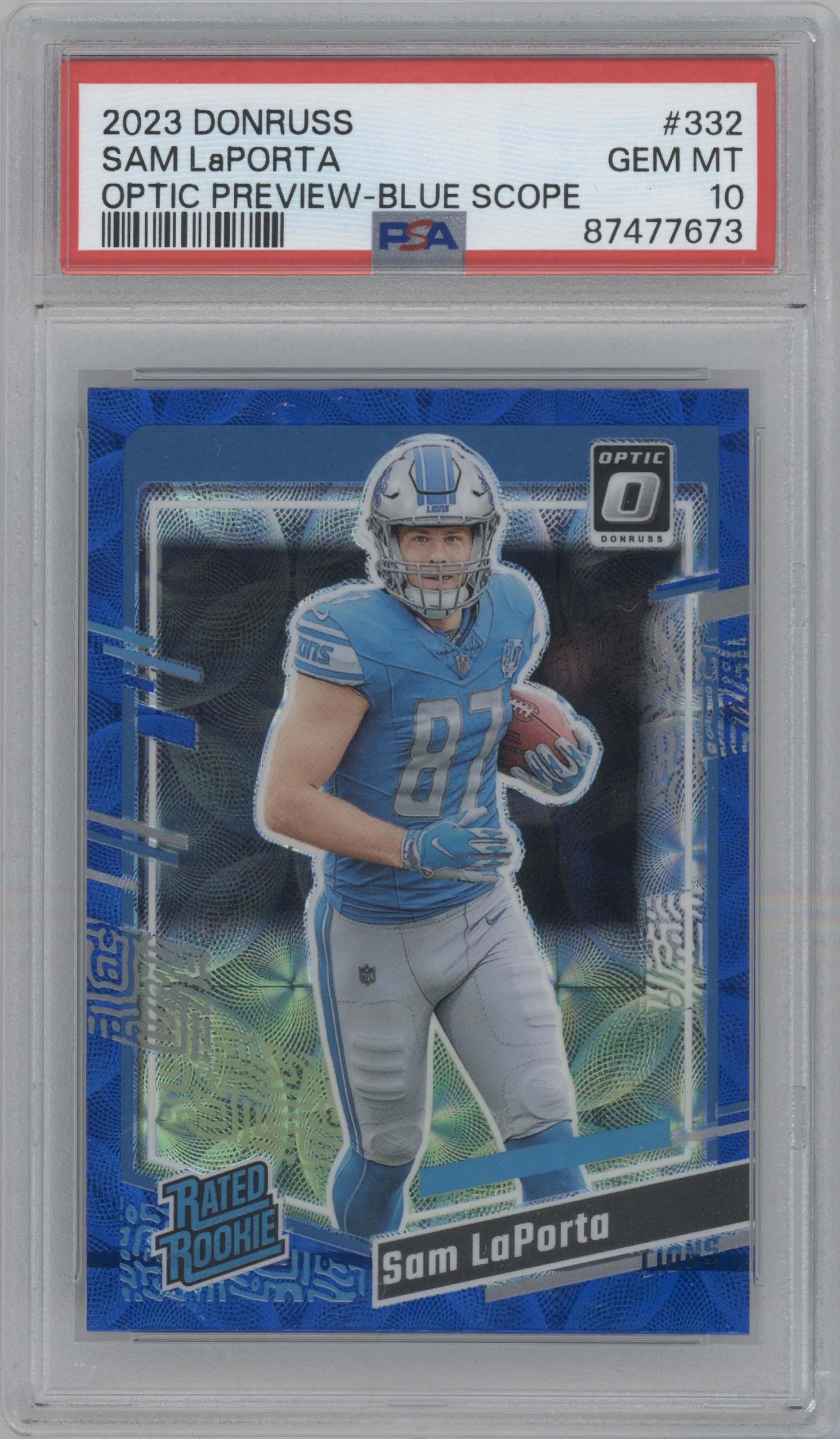 2023 Panini Donruss Opt.Rtd.Rke.Prev. Sam LaPorta Blue Scope PSA 10