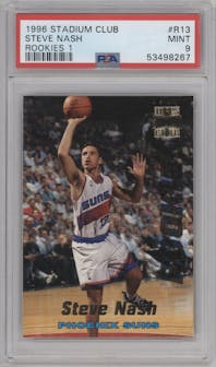 Steve Nash from the 1996-97 Stadium Club set graded by PSA and given an overall grade of 9.