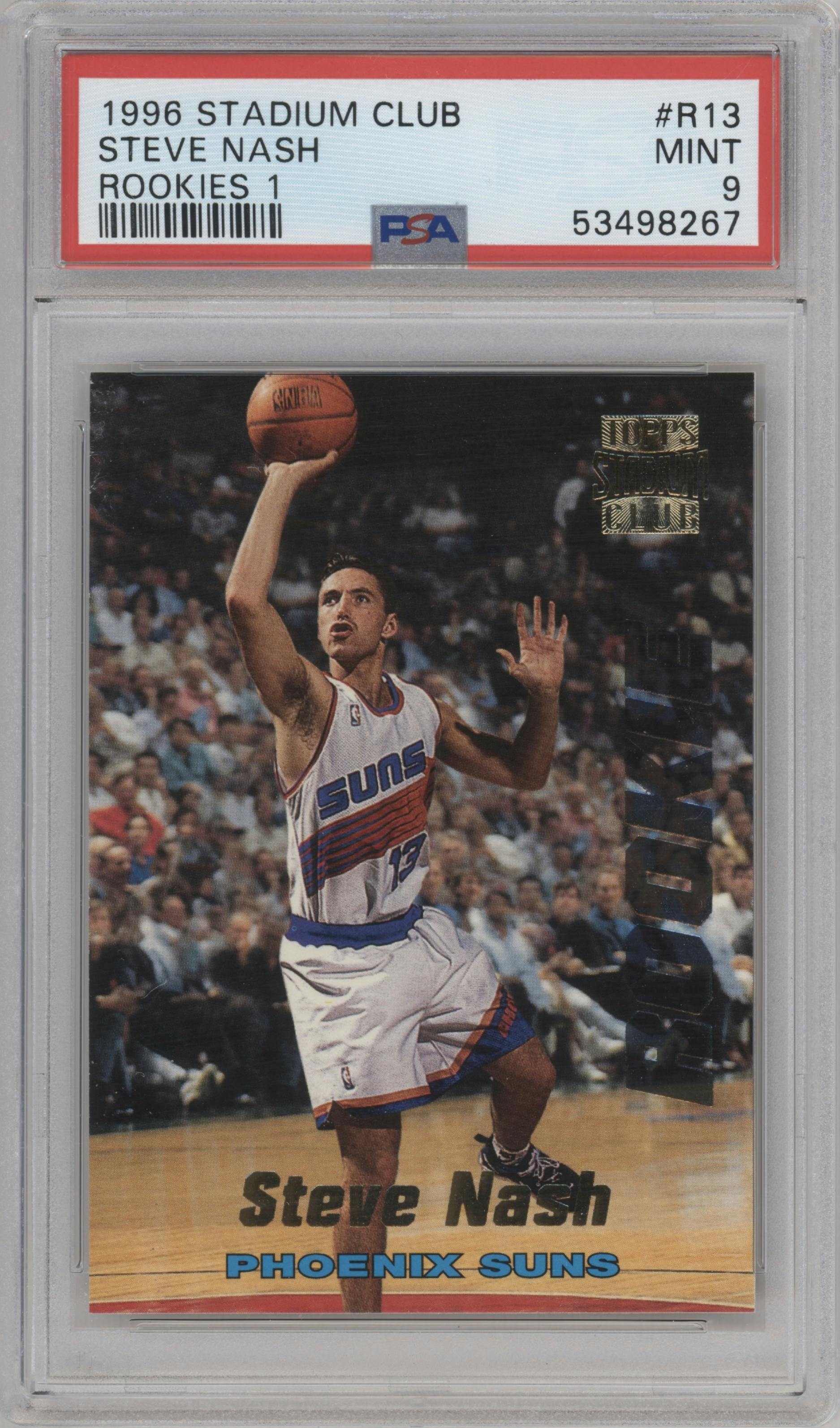 Steve Nash from the 1996-97 Stadium Club set graded by PSA and given an overall grade of 9.
