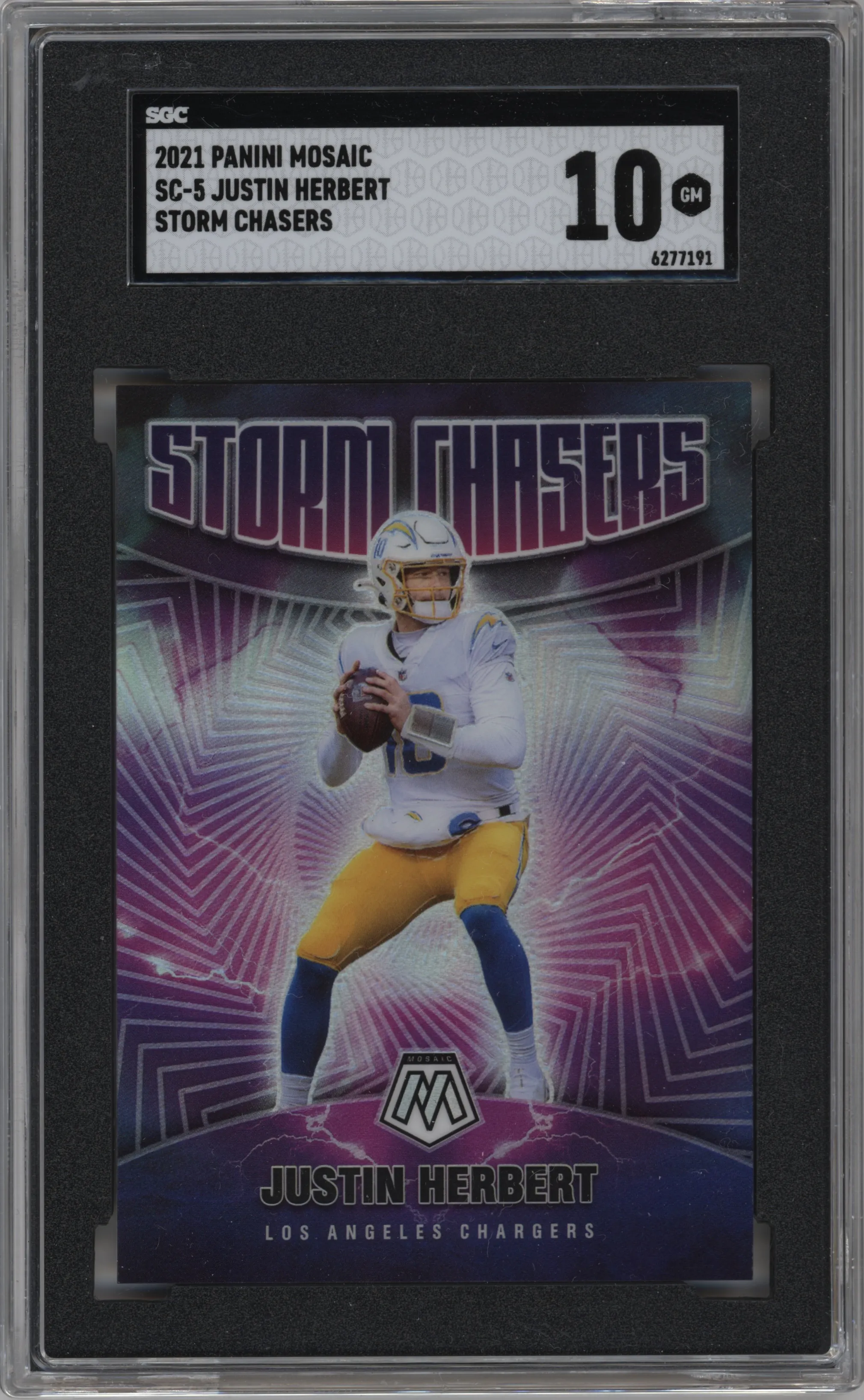 2021 Panini Mosaic Storm Chasers Justin Herbert SGC 10