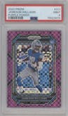Jameson Williams from the 2022 Panini Prizm set featuring a Purple Power parallel graded by PSA and given an overall grade of 9.