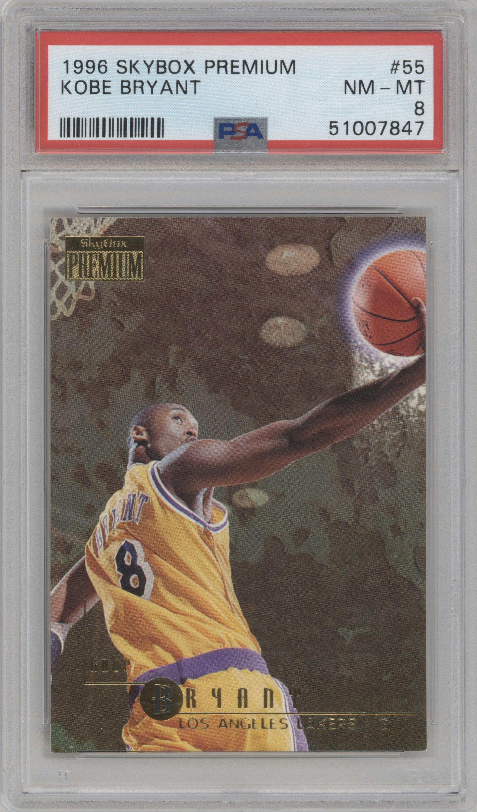 Kobe Bryant  from the 1996-97 Skybox Premium set graded by PSA and given an overall grade of 8.