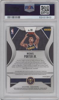 Michael Porter Jr. from the 2019-20 Panini Prizm set featuring a Green Prizm parallel graded by PSA and given an overall grade of 10.