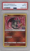 Radiant Charizard from the 2022 Pokemon SWSH set graded by PSA and given an overall grade of 8.