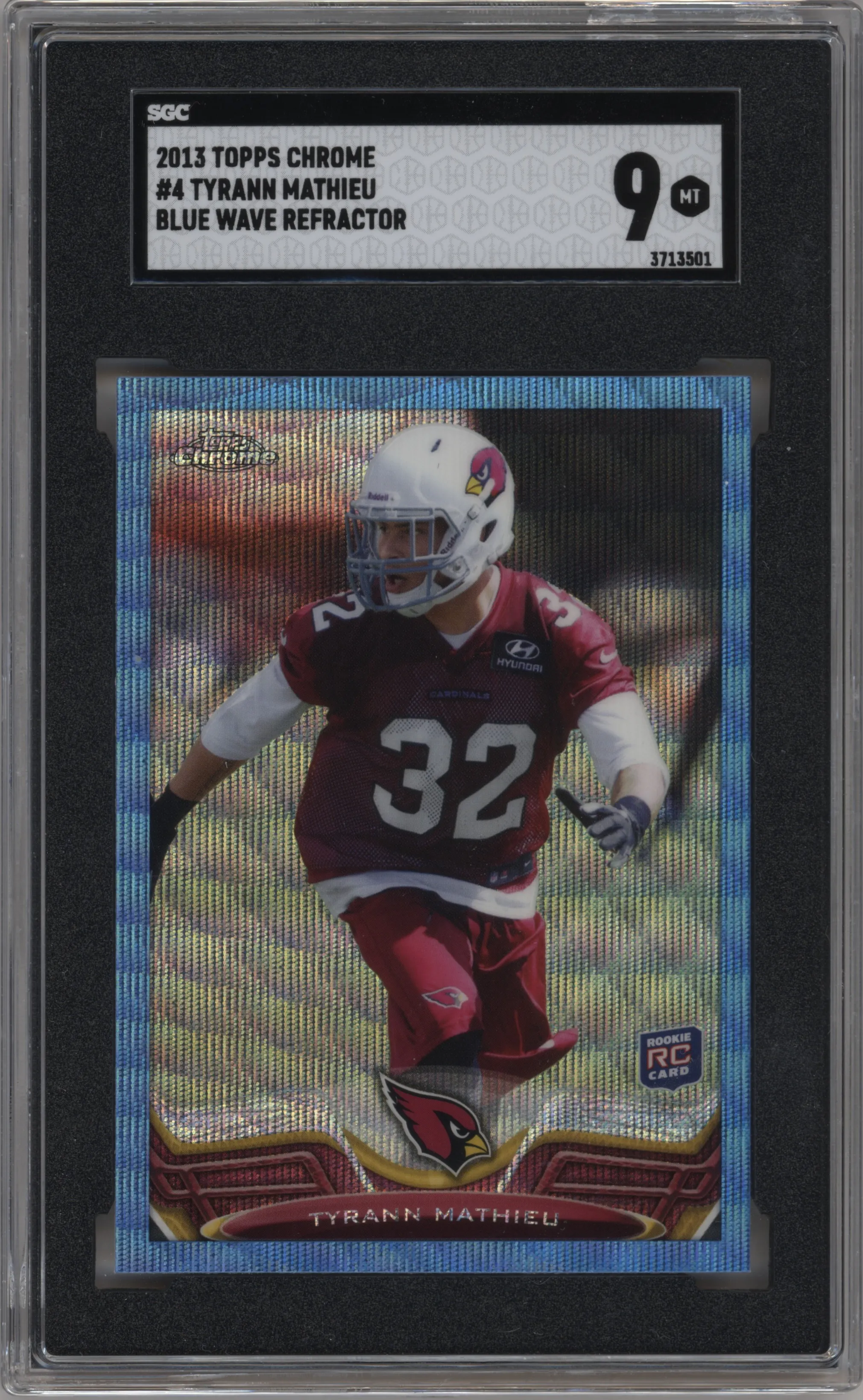 2013 Topps Chrome Tyrann Mathieu Blue Wave Refractor SGC 9