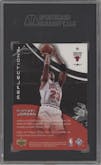 Michael Jordan from the 2003-04 Upper Deck Triple Dimensions set graded by SGC and given an overall grade of 9.5.