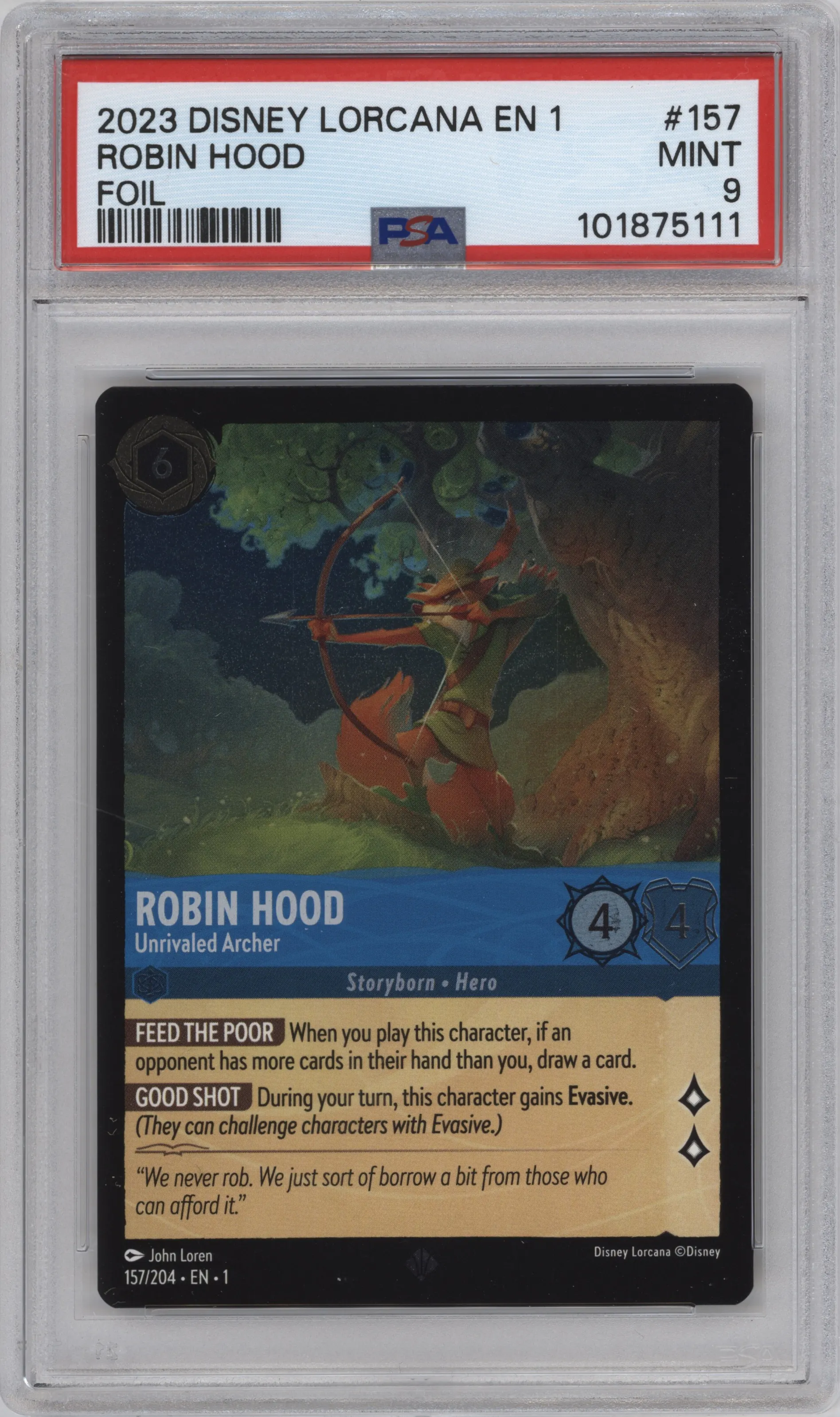 2023 Disney Lorcana The First Chapter Robin Hood Foil PSA 9