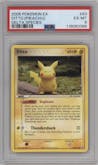 Ditto (Pikachu) from the 2005 Pokemon EX set graded by PSA and given an overall grade of 6.