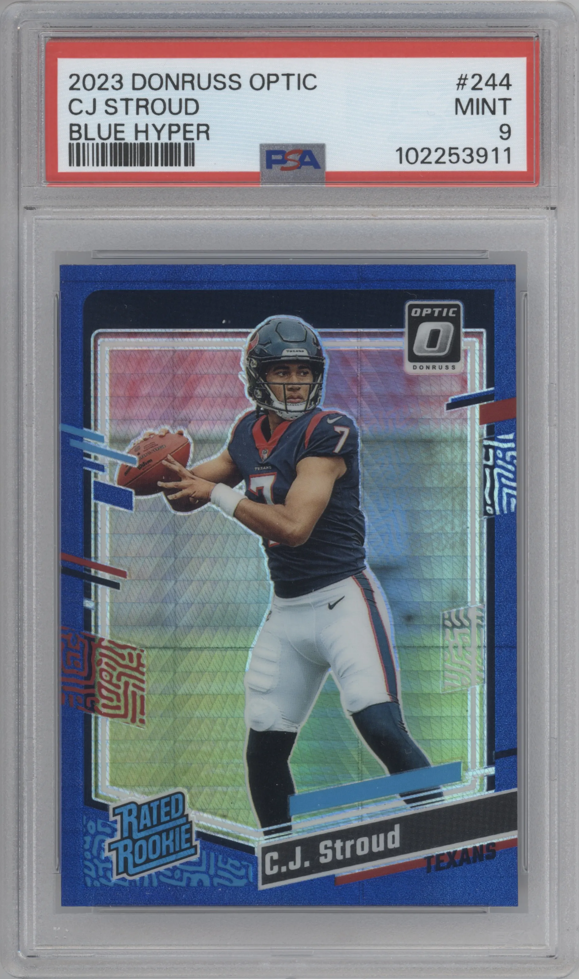 2023 Donruss Optic Rated Rookie C.J. Stroud Hyper Blue PSA 9