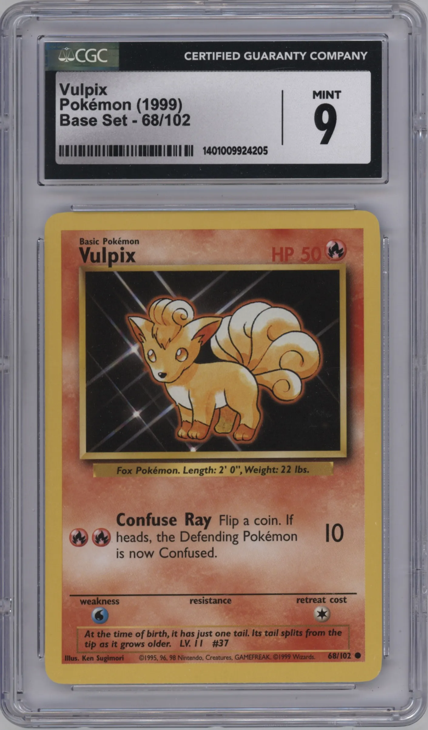 1999 Pokemon Base Set Vulpix #68 CGC 9