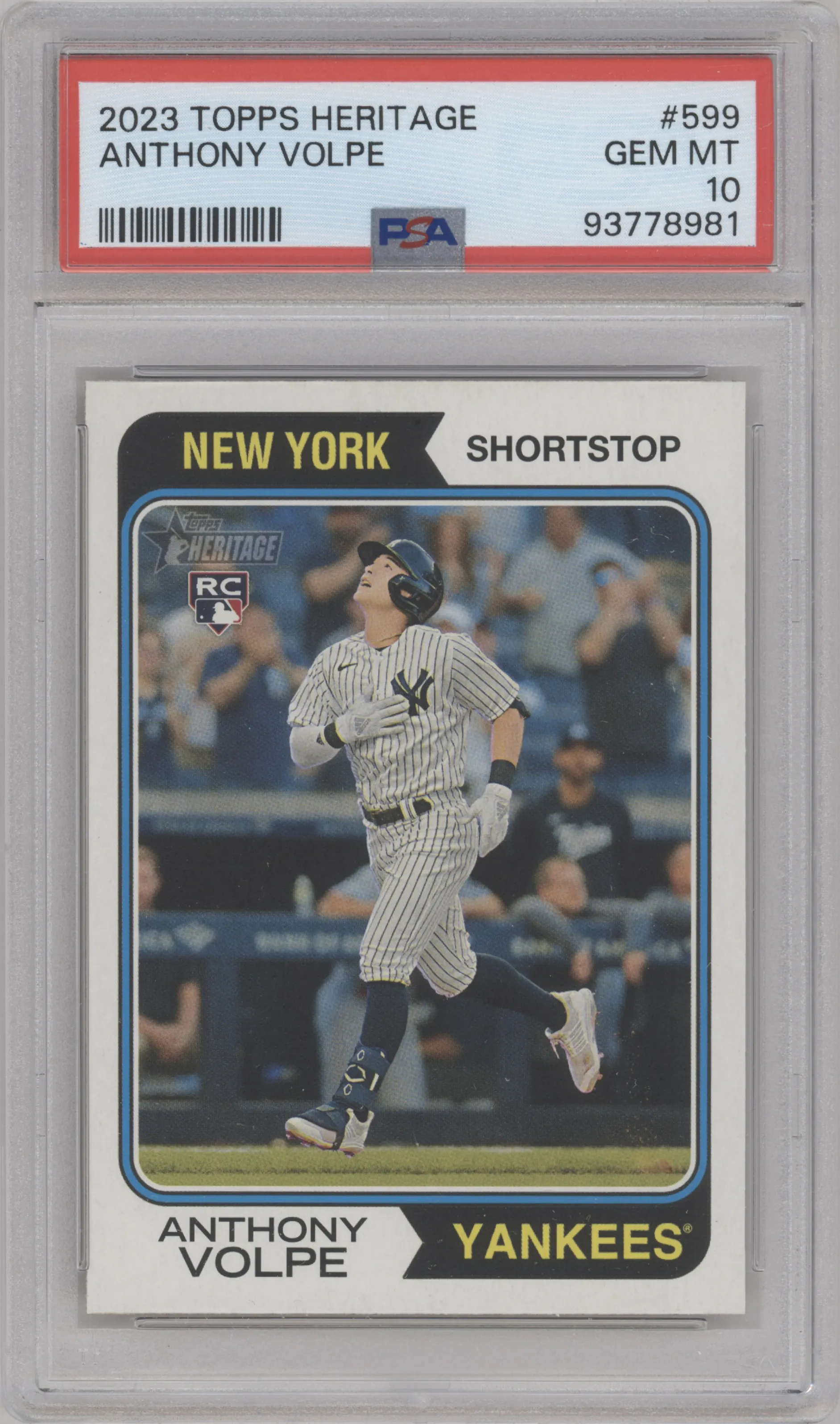 2023 Topps Heritage High Number Anthony Volpe PSA 10