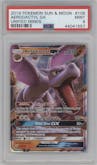 Aerodactyl GX from the 2019 Pokemon S&M  set graded by PSA and given an overall grade of 9.