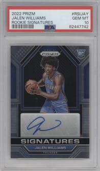 Jalen Williams from the 2022-23 Panini Prizm  set graded by PSA and given an overall grade of 10.