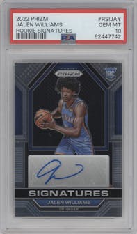 Jalen Williams from the 2022-23 Panini Prizm  set graded by PSA and given an overall grade of 10.