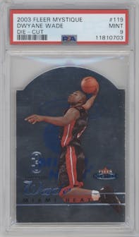 Dwyane Wade from the 2003-04 Fleer Mystique set featuring a Die Cut parallel graded by PSA and given an overall grade of 9.