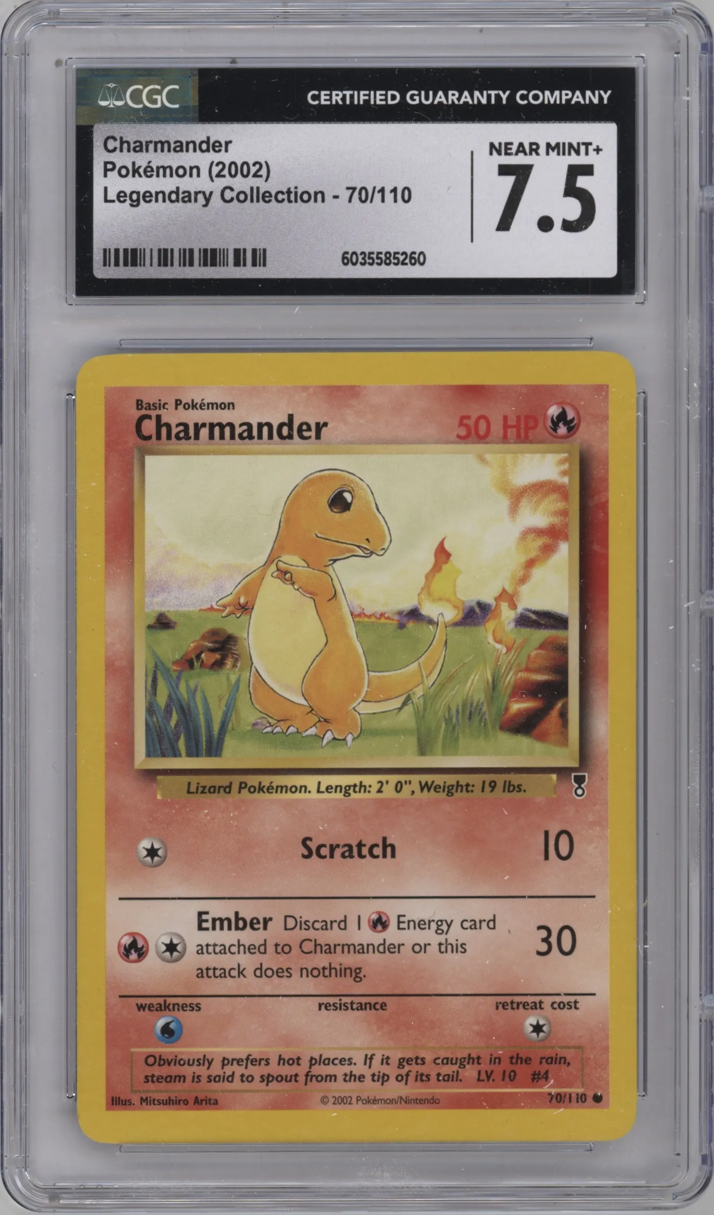 2002 Pokemon Legendary Collection Charmander #70 CGC 7.5