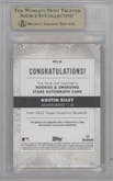 Austin Riley from the 2022 Topps Inception set featuring a Red parallel graded by Beckett and given an overall grade of 9.5.