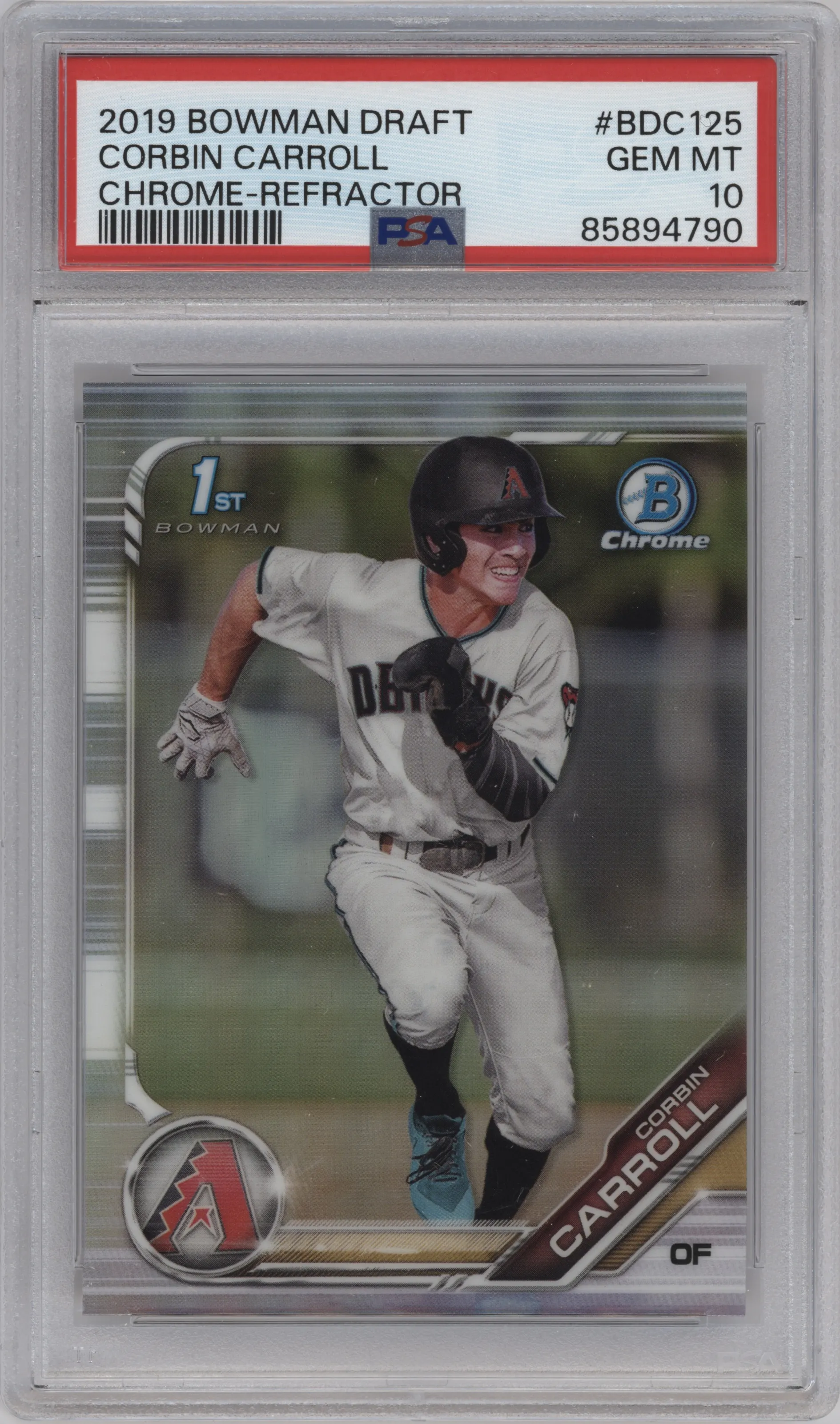 2019 Bowman Draft Chrome Corbin Carroll Refractor PSA 10