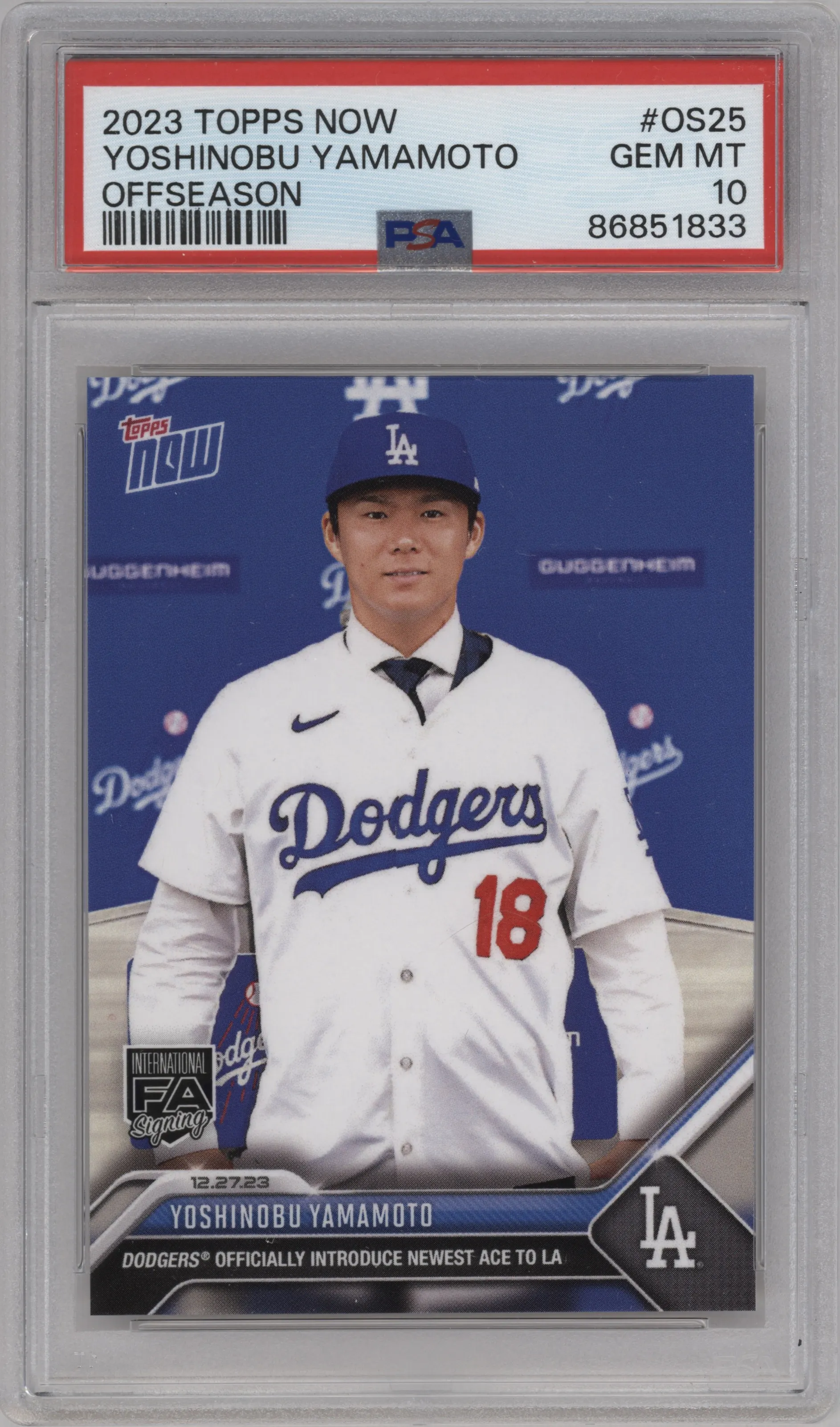 2023 Topps Now Off-Season Yoshinobu Yamamoto PSA 10