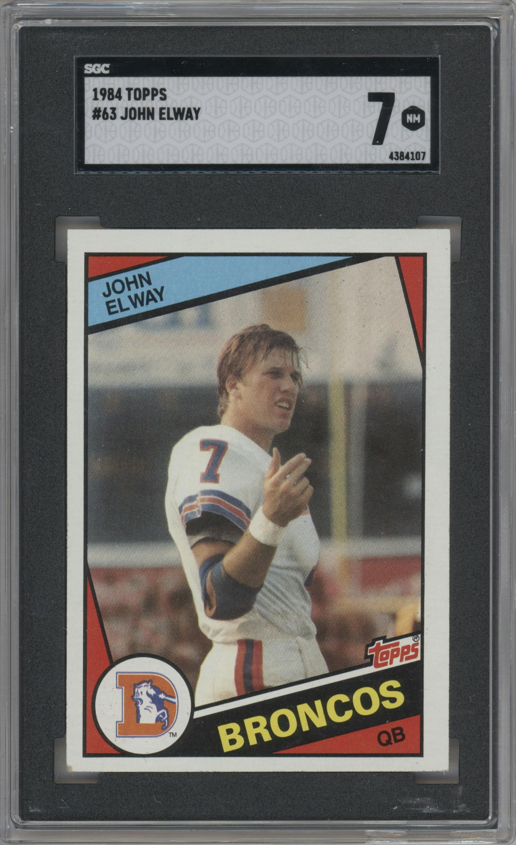 John Elway from the 1984 Topps set graded by SGC and given an overall grade of 7.