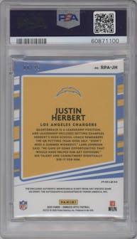 Justin Herbert from the 2020 Panini Donruss Optic set graded by PSA and given an overall grade of 8.