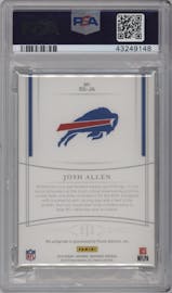 Josh Allen from the 2018 Panini National Treasures set graded by PSA and given an overall grade of 10.