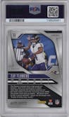 Zay Flowers from the 2024 Panini Prizm set featuring a Purple Wave  parallel graded by PSA and given an overall grade of 10.