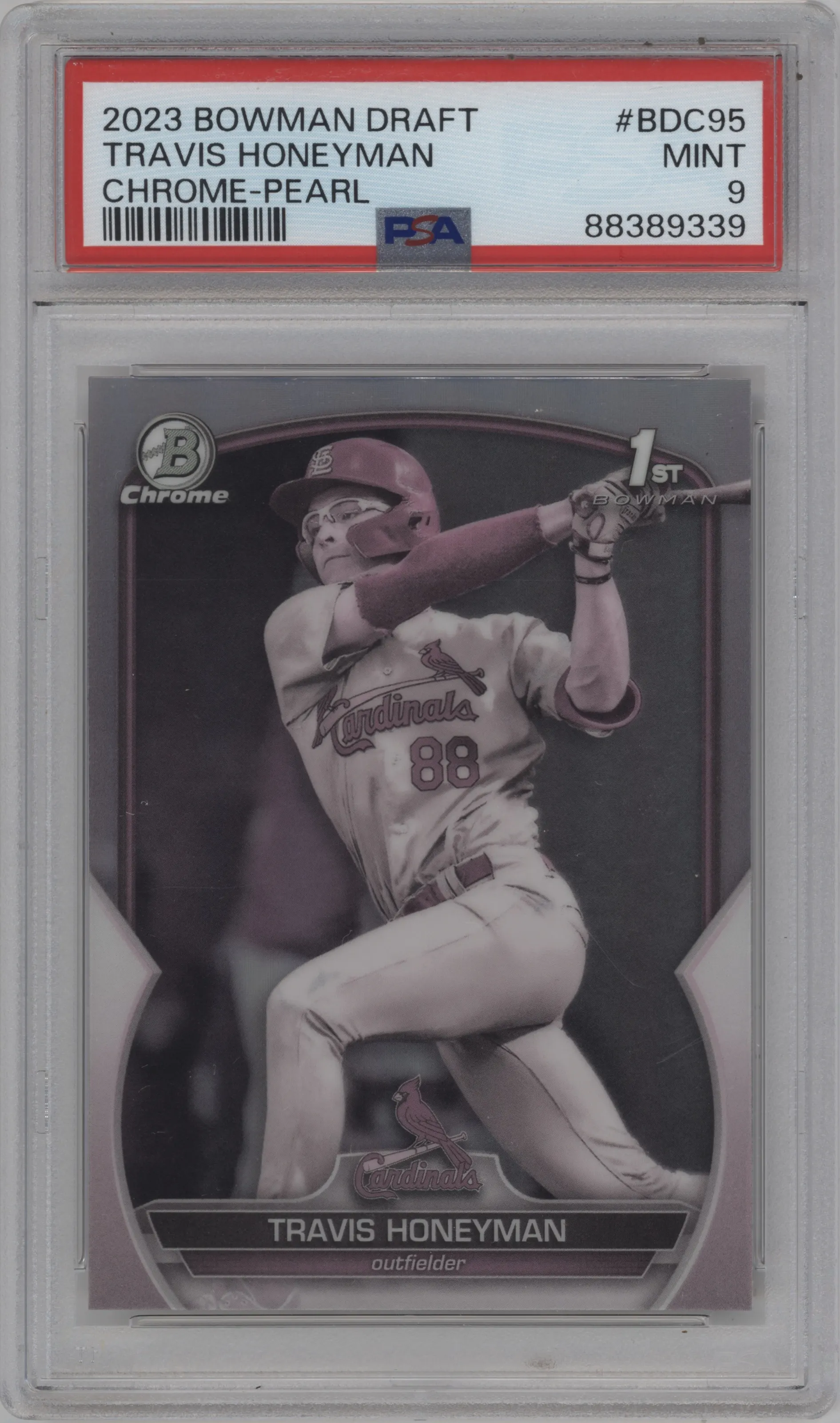 2023 Bowman Draft Chrome Travis Honeyman Pearl Refractor PSA 9